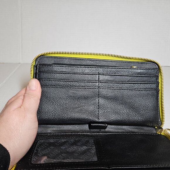 STEVE MADDEN SMOOTH ZIP AROUND WALLET PASTEL YELLOW WRISTLET - Picture 12 of 15